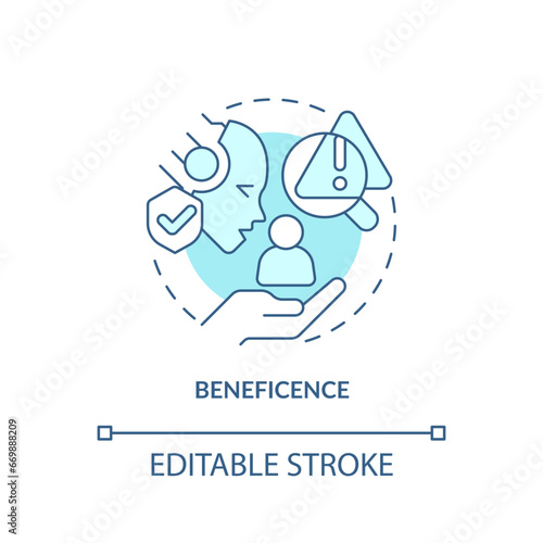 2D editable blue beneficence icon, monochromatic isolated vector, cyber law thin line illustration.
