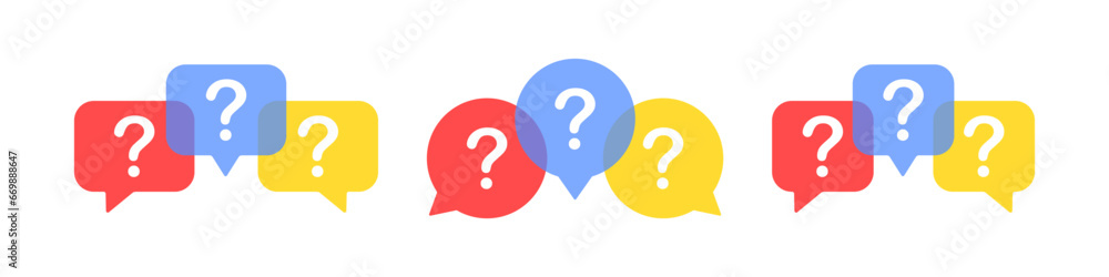 Question mark icon. Question speech bubble symbol. Help message signs. Explain symbols. Ask icons. Problem support. Vector sign. Question mark icon. Question speech bubble symbol. Help message signs. Explain symbols. Ask icons. Problem support. Vector sign.