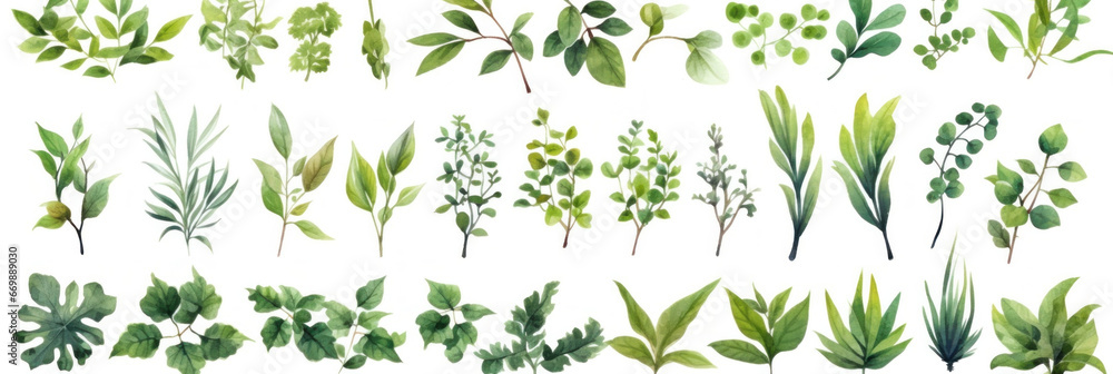 Collection botanical isolated on white background suitable for Wedding Invitation. Set of watercolor green leaves elements. Collection botanical isolated on white background suitable for Wedding Invitation. Set of watercolor green leaves elements.
