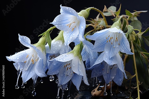 iris flower on blue background