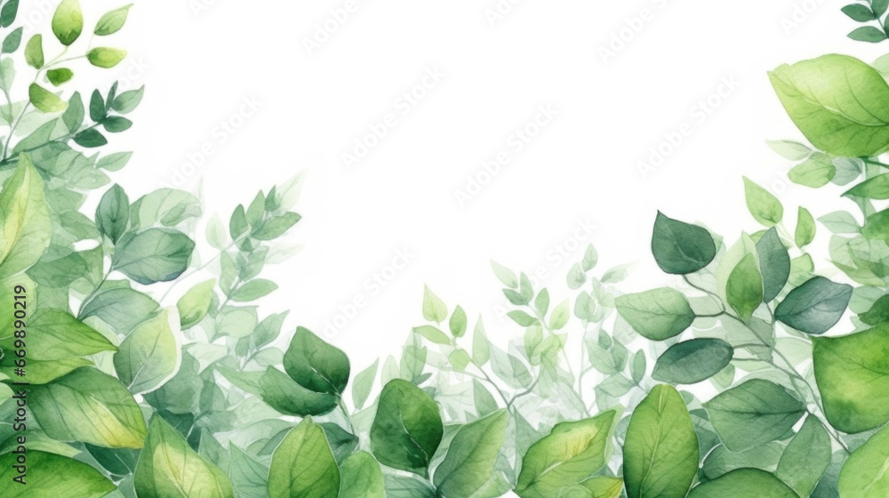 custom made wallpaper toronto digitalGreeting, Watercolor green leaves background. Wedding Invitation.