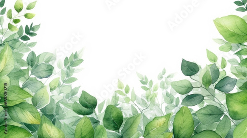 Wallpaper Mural Greeting, Watercolor green leaves background. Wedding Invitation. Torontodigital.ca