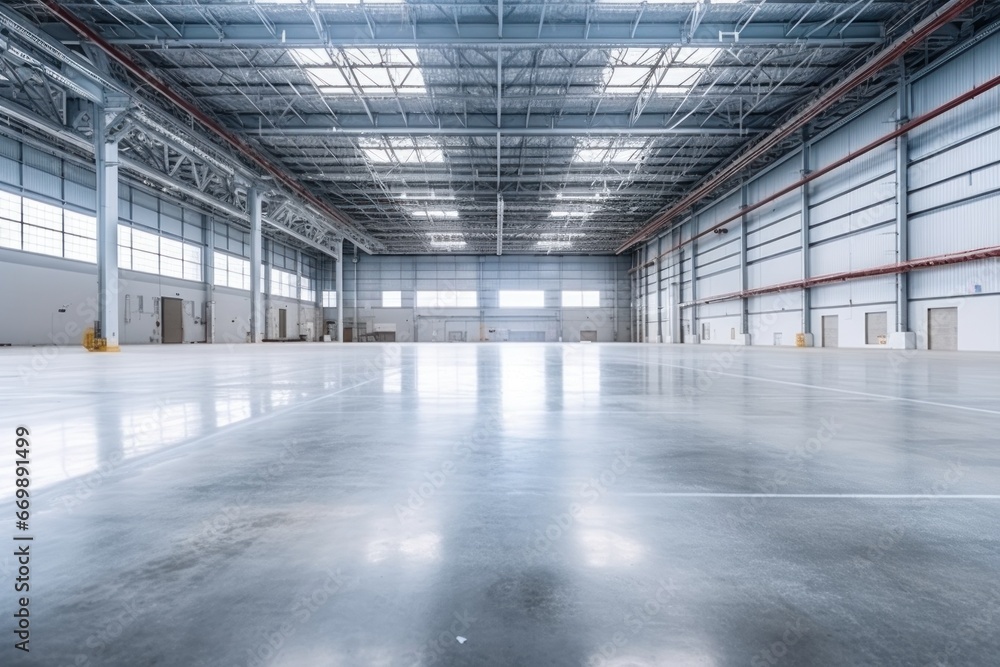 Interior of empty and clean modern warehouse Interior of empty and clean modern warehouse