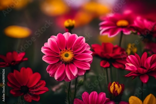 Close-up of a pink, red, yellow petaled flower © Osama