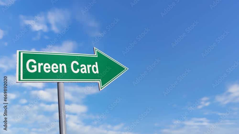 Green card road sign. A sign with the words Green card road sign. A sign with the words