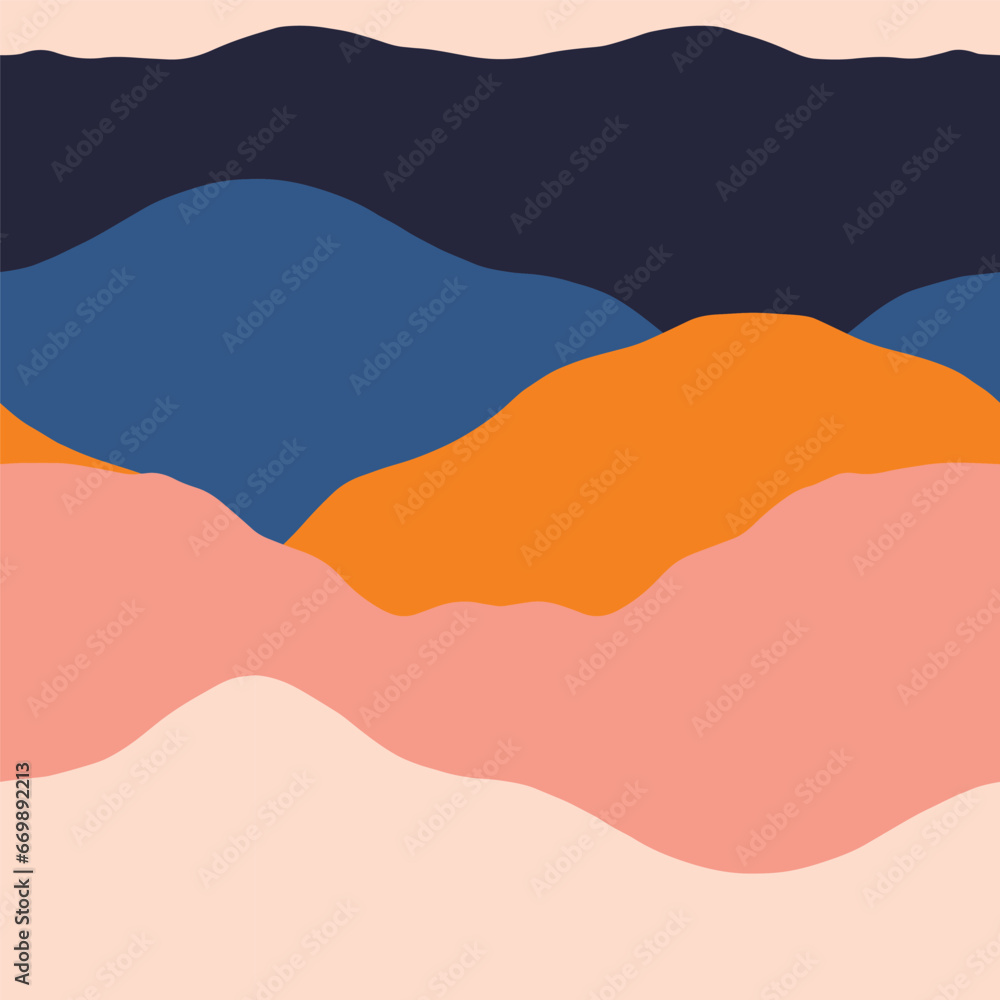 Abstract seamless Mountains pattern. Vector landscape texture with flat Mountains in a beautiful colour palette. Modern nature background Abstract seamless Mountains pattern. Vector landscape texture with flat Mountains in a beautiful colour palette. Modern nature background