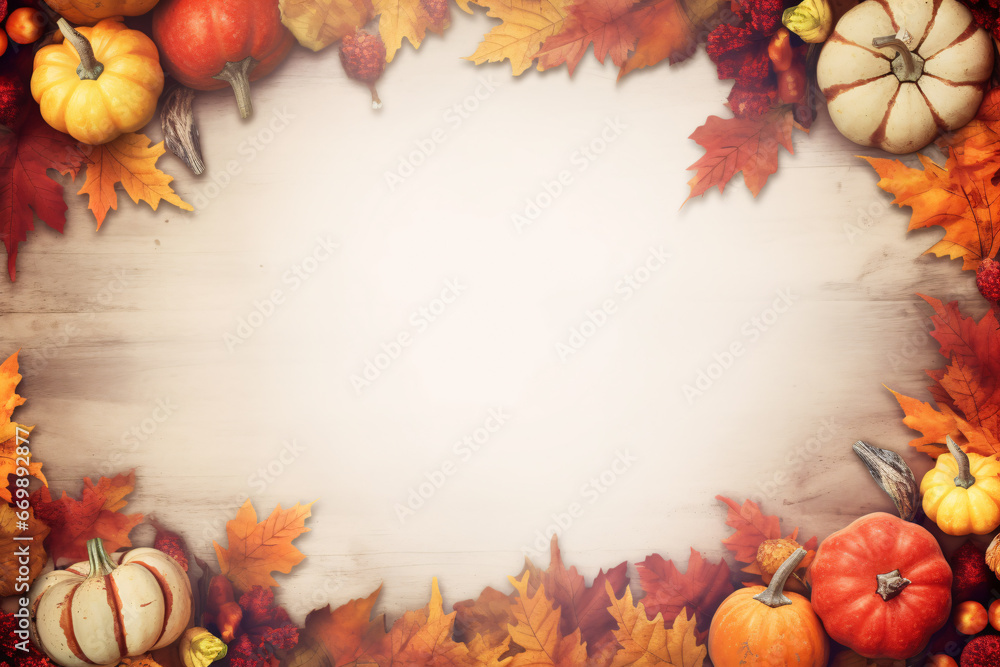 Fototapeta premium Thanksgiving Autumn Decoration with Empty Space