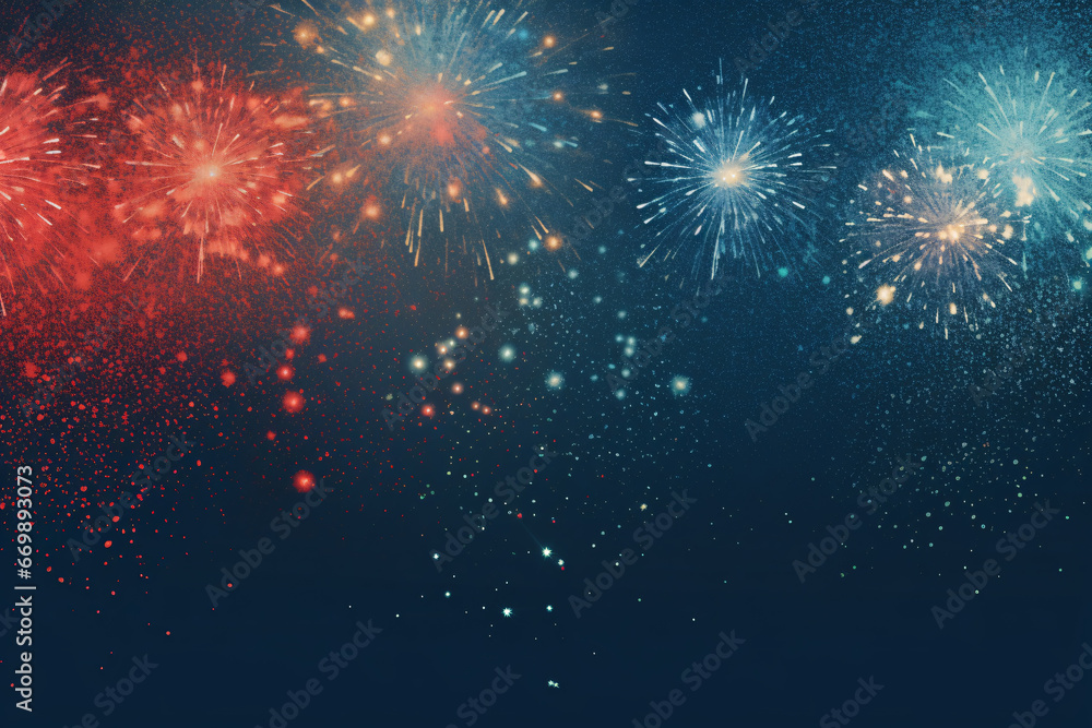Obraz premium Fireworks Celebration on Dark Background with Copy Space