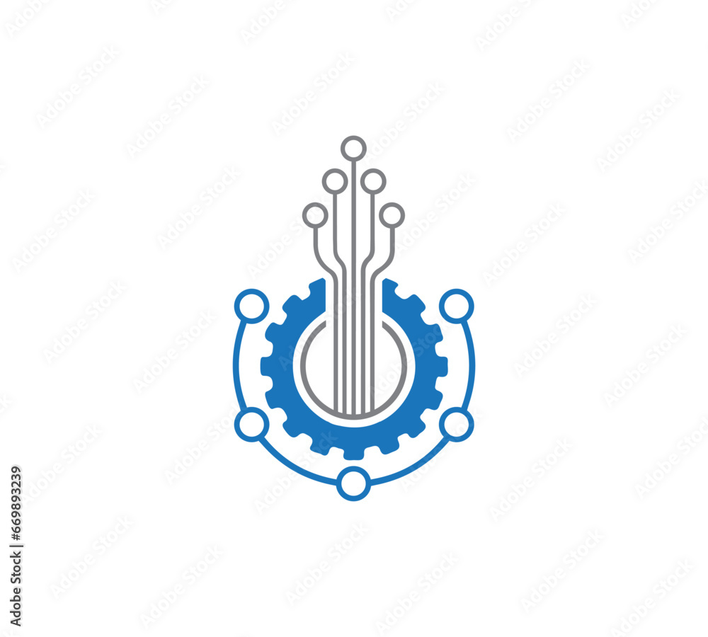 Obraz premium Tecnology logo design vector template