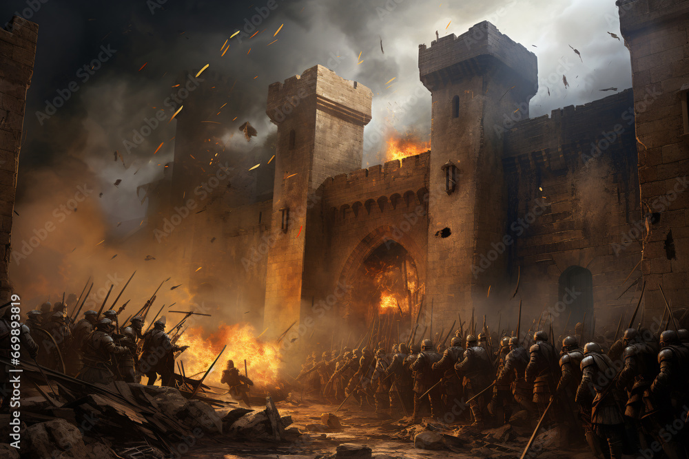 Medieval Castle Siege - obrazy, fototapety, plakaty 