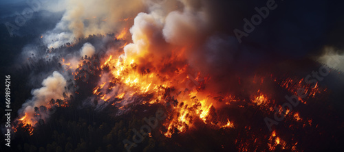 Forest Fire Aerial Panorama Image