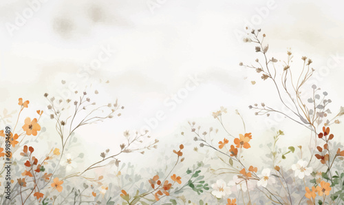 watercolor background, illustration, autumn, leaves, orange colors, floral © Irina