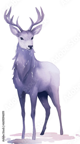 Vector deer, watercolor illustration, clipart, pastel colors