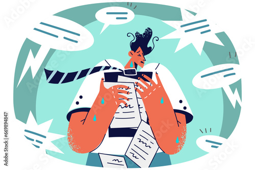 Stressed employee frustrated with colleagues comments