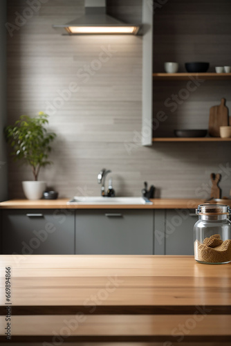 kitchen background blured empty table