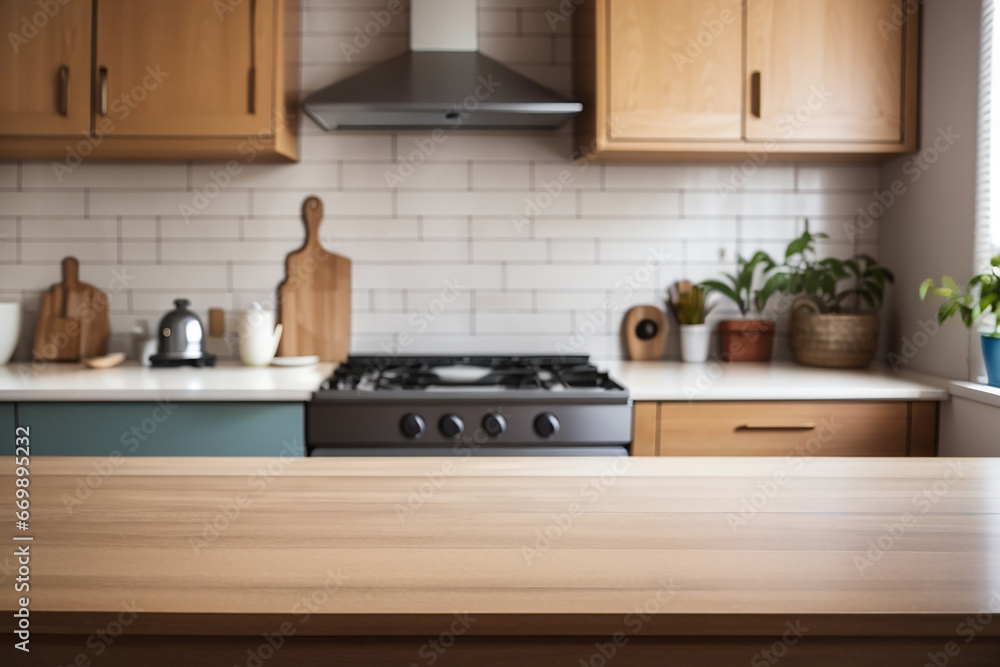 kitchen background blured empty table kitchen background blured empty table