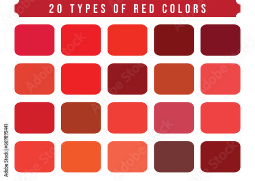 Vector red color palette collection