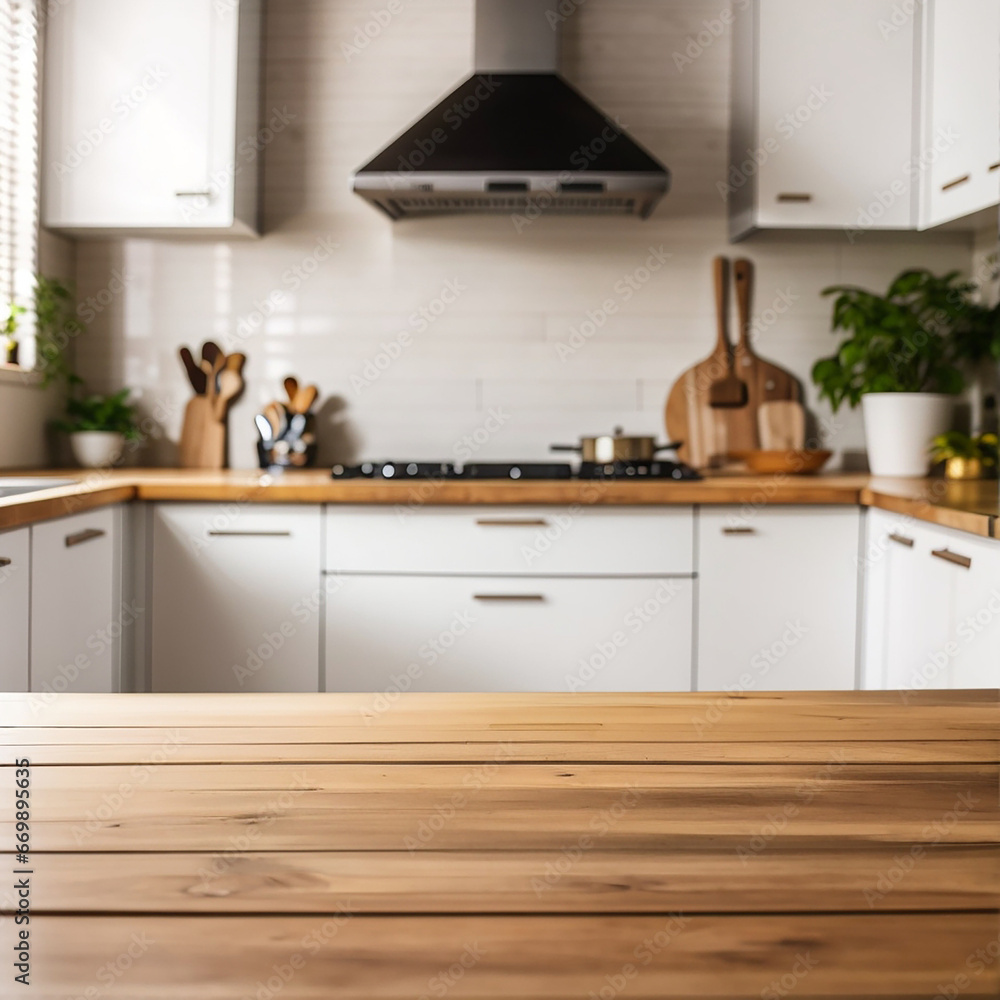 kitchen background blured empty table kitchen background blured empty table
