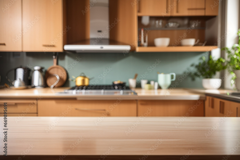 kitchen background blured empty table kitchen background blured empty table
