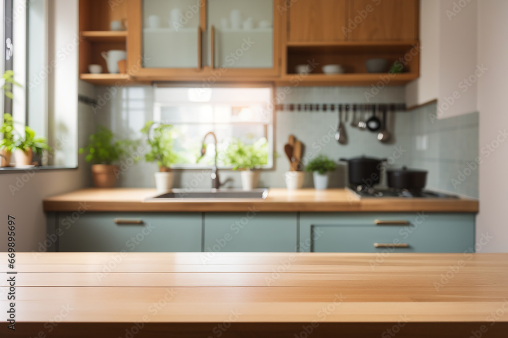 kitchen background blured empty table kitchen background blured empty table