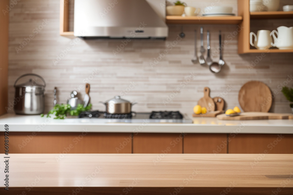 kitchen background blured empty table kitchen background blured empty table