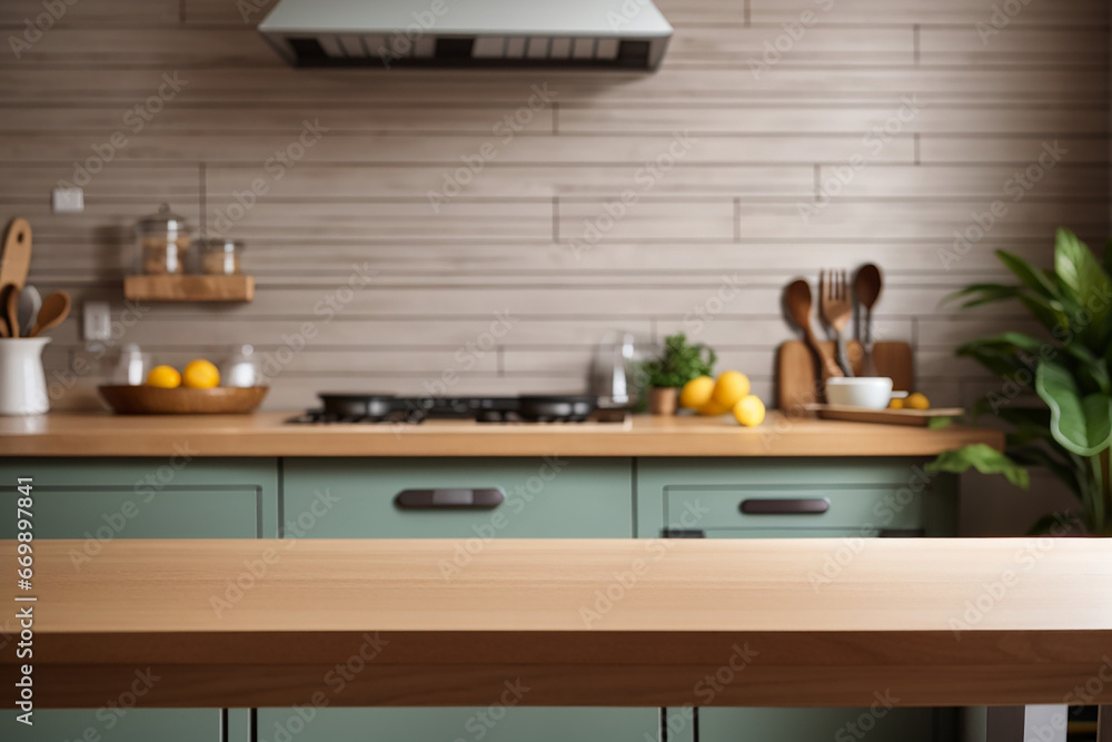 kitchen background blured empty table kitchen background blured empty table
