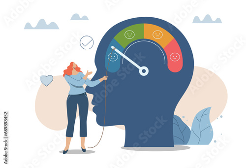 Problems with stress levels and work pressure, Stress management and emotional regulation, Businesswoman is trying to relieve emotional stress in the brain of a employee human head.
