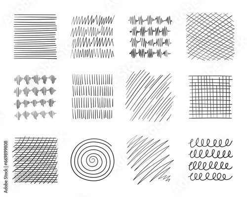 Hand drawn line texture vector illustration. Doodle on isolated background. Scribble sign concept.