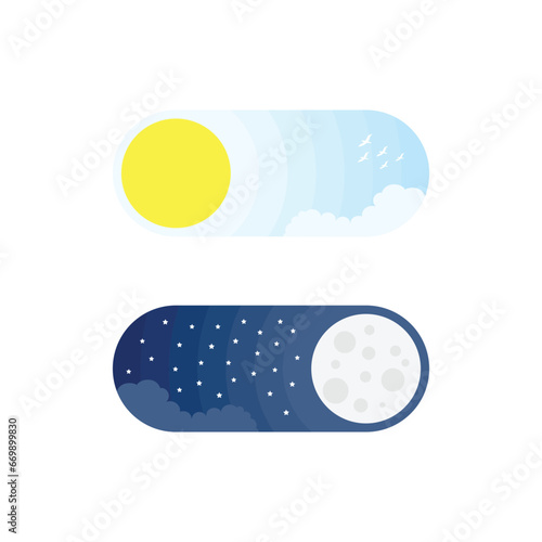 Switch icon vector illustration. Day, night, sunset on isolated background. Dark, light mode sign concept.