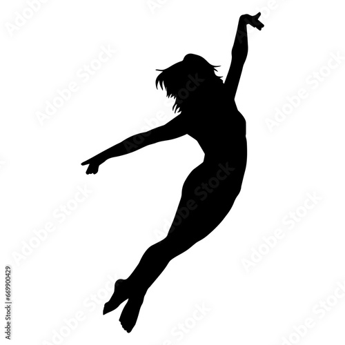 Silhouette of a ballet dancer female in pose. Silhouette of a ballerina in action pose.