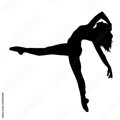 Silhouette of a ballet dancer female in pose. Silhouette of a ballerina in action pose.