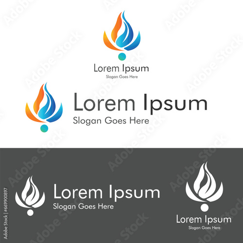 Abstract fire and people logo design concept. Vector eps file	