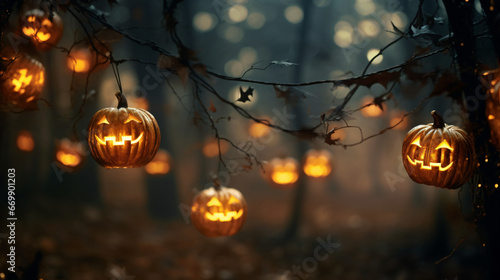 A magical background for Halloween with garlands