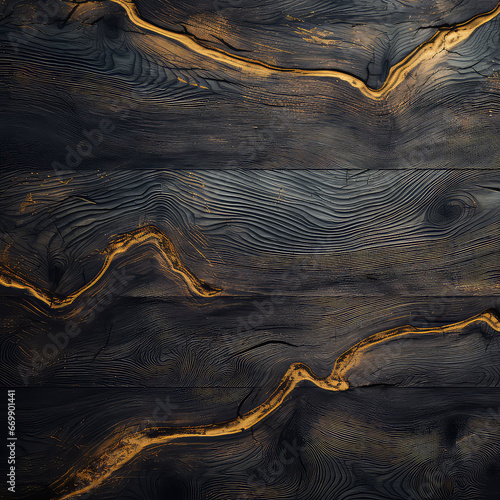 Wooden texture with golden elements background, ai design