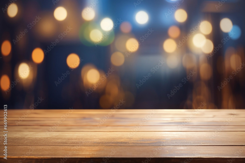 empty table blured light background
