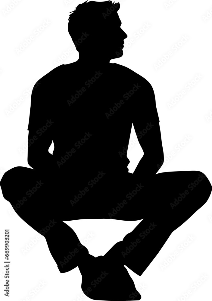 Vector silhouettes of men, women, people sitting on chairs, sitting in different poses, black color on white background