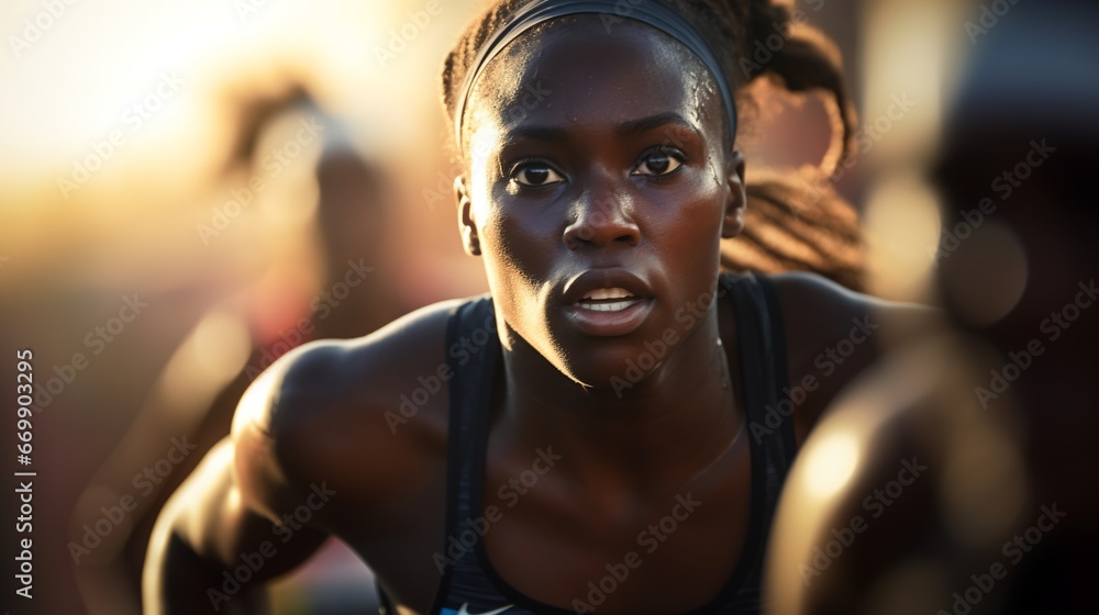 black athlete woman running a race black athlete woman running a race