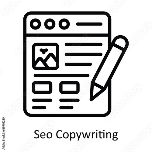 Seo Copywriting vector outline Design illustration. Symbol on White background EPS 10 File 