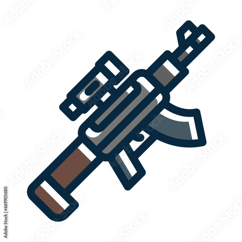 Light Machine Gun Vector Thick Line Filled Colors Icon Design Vector Thick Line Filled Colors Icon Design