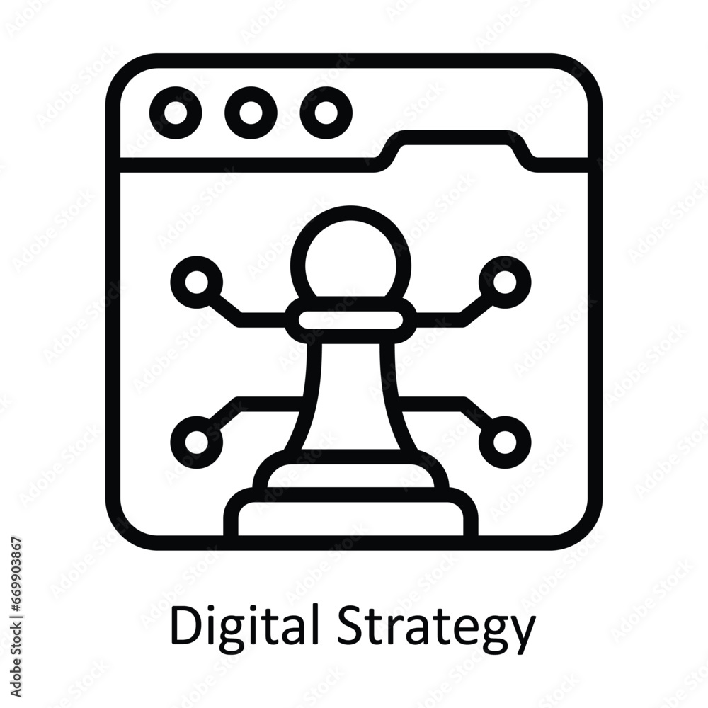 Digital Strategy vector outline Design illustration. Symbol on White background EPS 10 File 