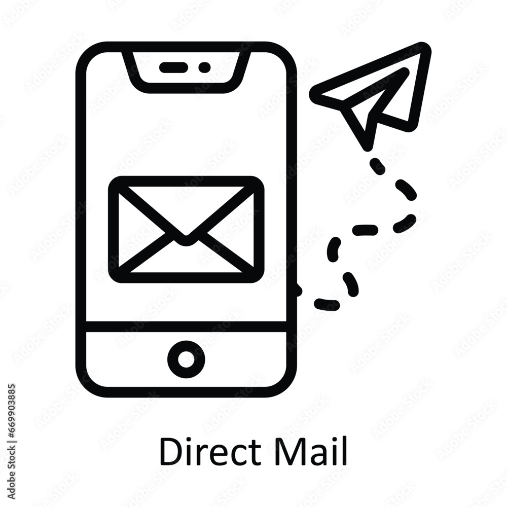 Direct Mail vector outline Design illustration. Symbol on White background EPS 10 File Direct Mail vector outline Design illustration. Symbol on White background EPS 10 File