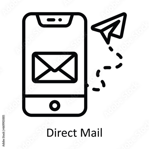 Direct Mail vector outline Design illustration. Symbol on White background EPS 10 File 