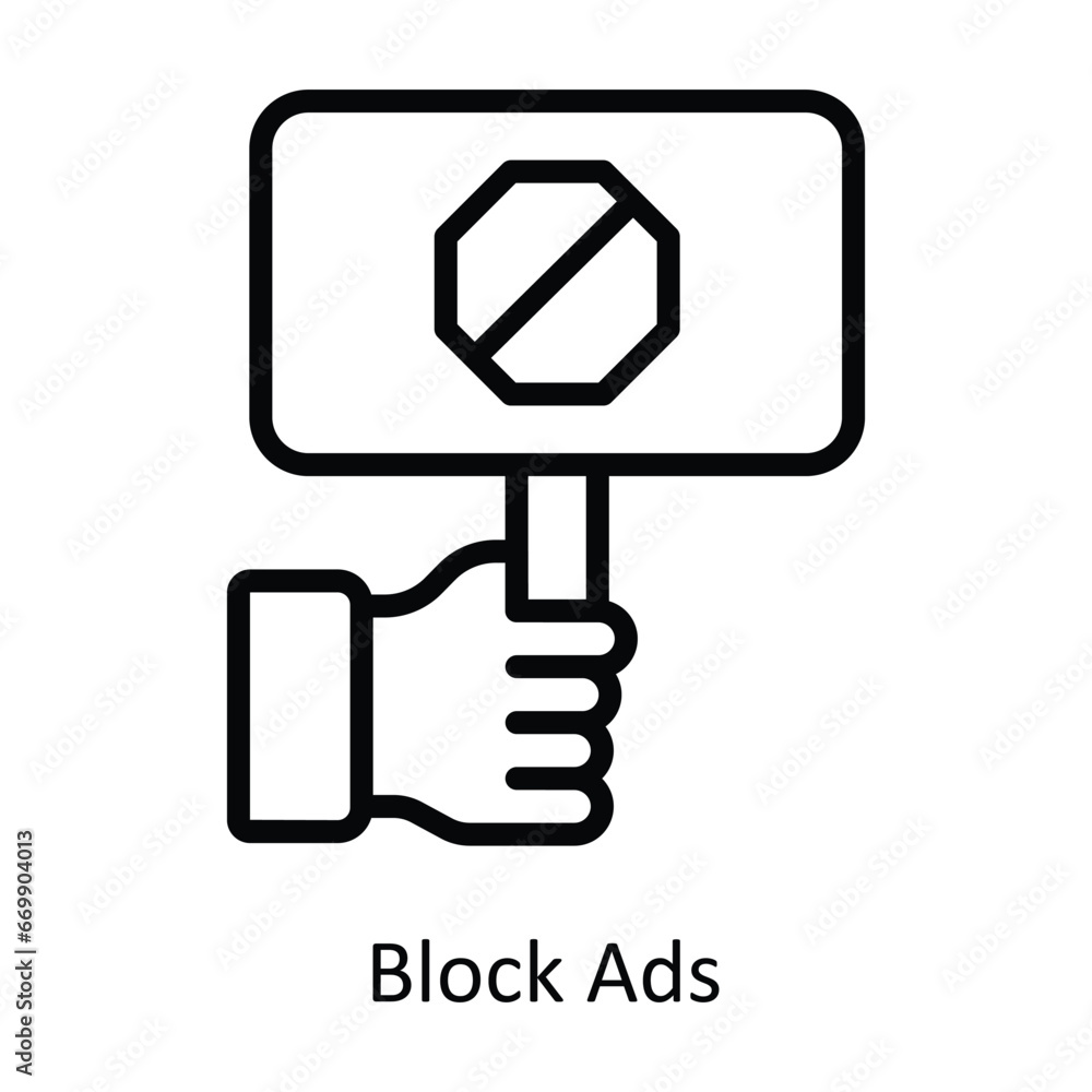 Block Ads vector outline Design illustration. Symbol on White background EPS 10 File Block Ads vector outline Design illustration. Symbol on White background EPS 10 File