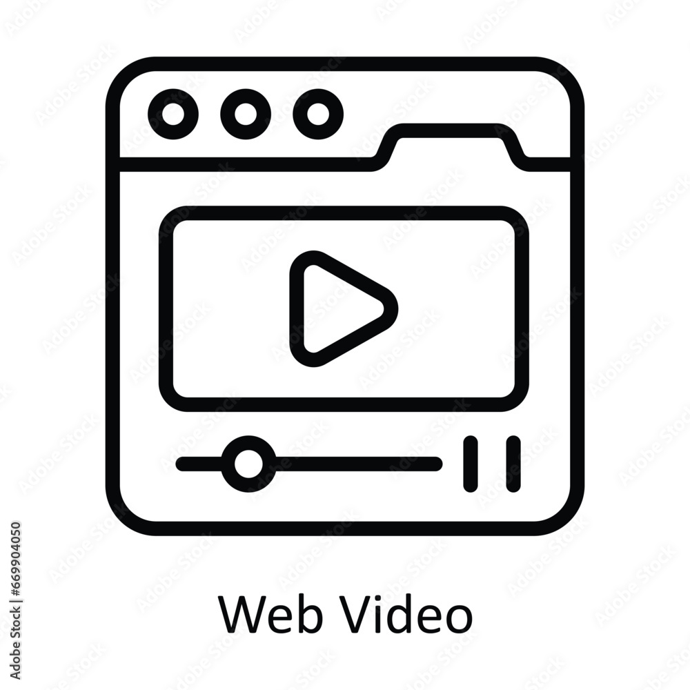 Web Video vector outline Design illustration. Symbol on White background EPS 10 File Web Video vector outline Design illustration. Symbol on White background EPS 10 File