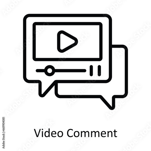 Video Comment vector outline Design illustration. Symbol on White background EPS 10 File 