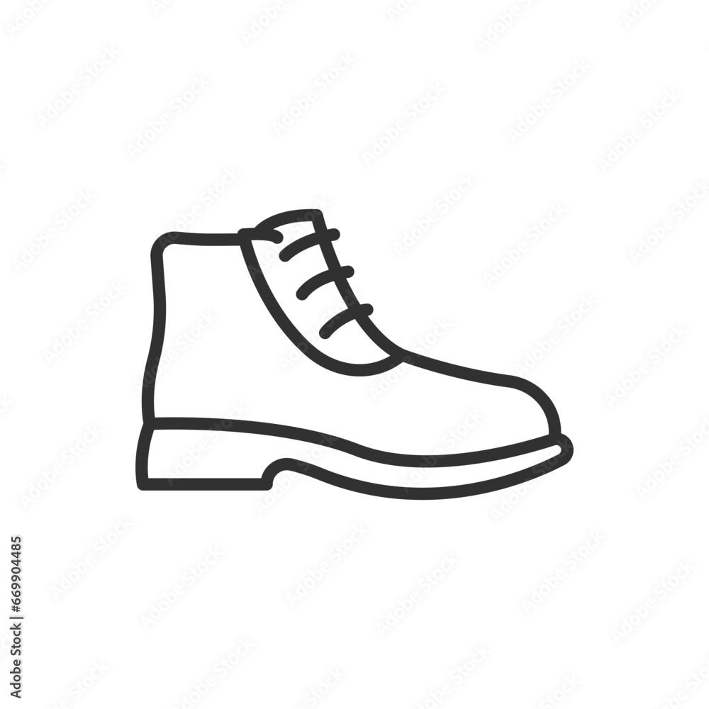 men's boots, linear icon. Line with editable stroke men's boots, linear icon. Line with editable stroke