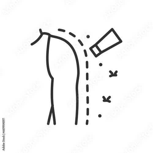 Cream insect barrier against mosquito bites, linear icon. Line with editable stroke