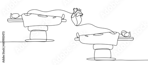 Heart transplant. Transfer. Organ. One line