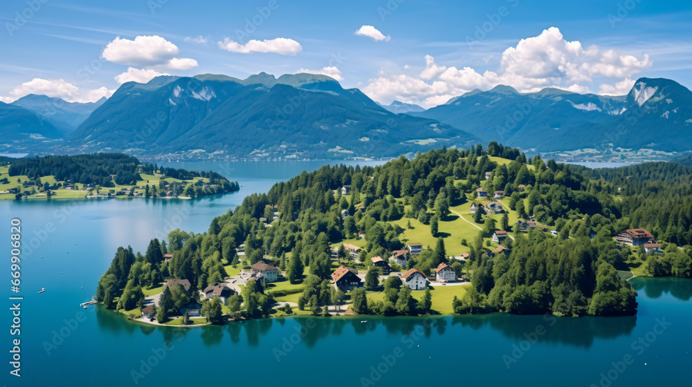 Aerial view Bad Weise and Abwinkl Tegernsee Upper