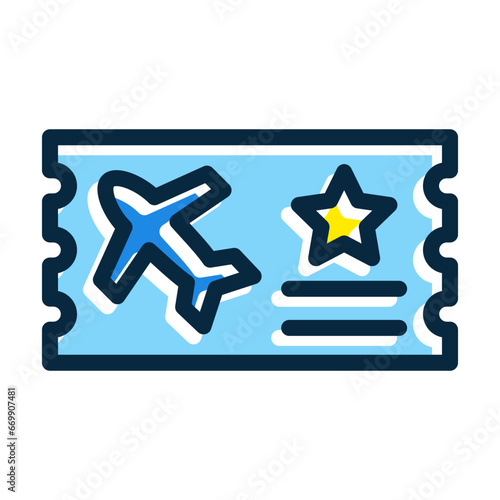 Airline Ticket Vector Thick Line Filled Colors Icon Design Vector Thick Line Filled Colors Icon Design
